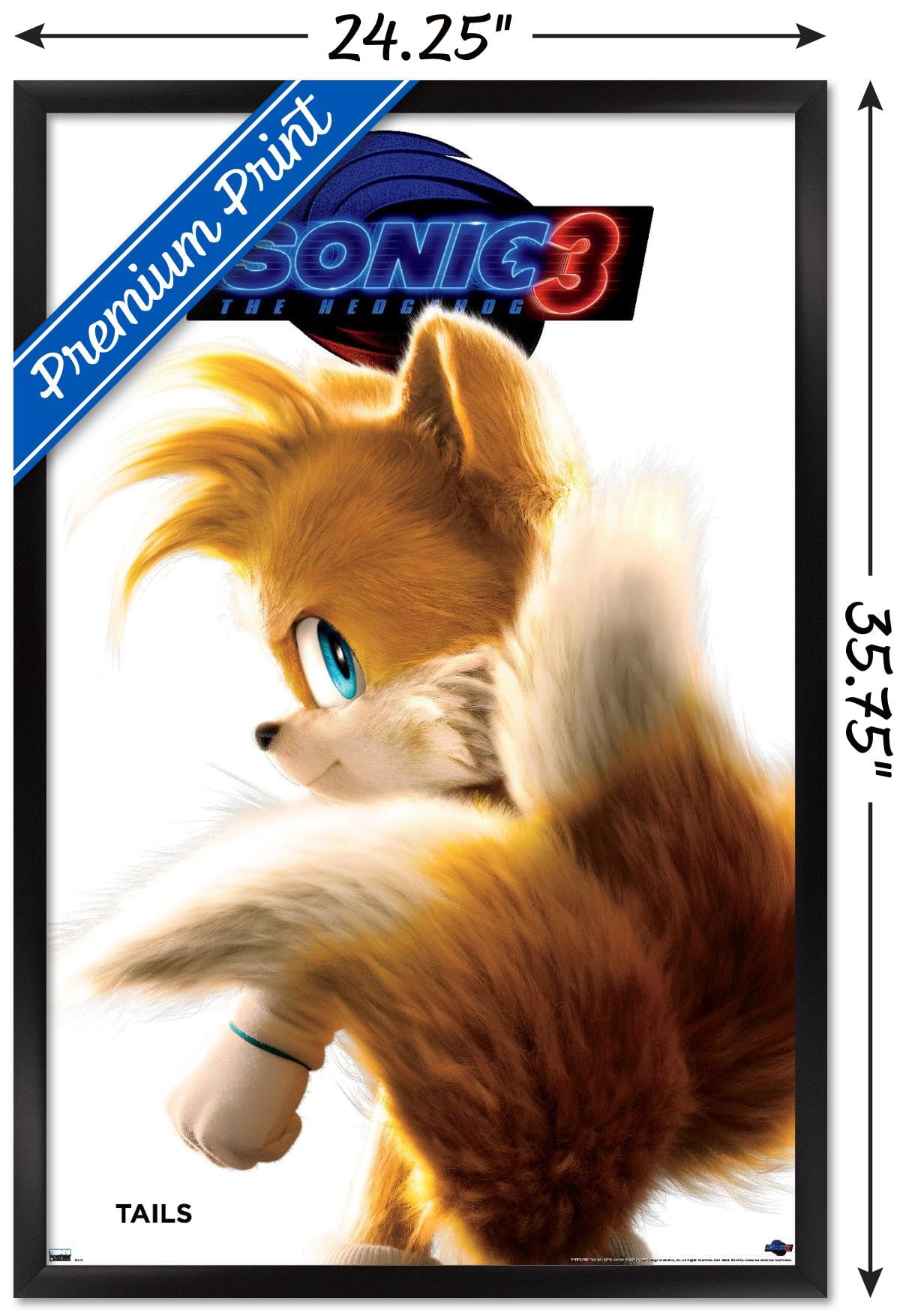 Sonic the Hedgehog 3 - Tails Feature Series Wall Poster, 34L" x 22.4W", Black Framed Version