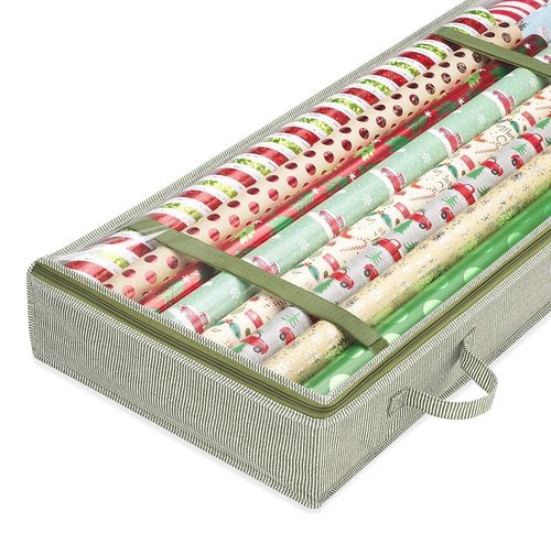 Whitmor Christmas & Holiday Gift Wrap Organizer - Holds 30 inch & 40 inch rolls - Stripe