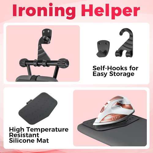 APEXCHASER Compact Ironing Board - Foldable Design with Heat Resistant Cover | 7 Height Adjustable, 13x43 Black