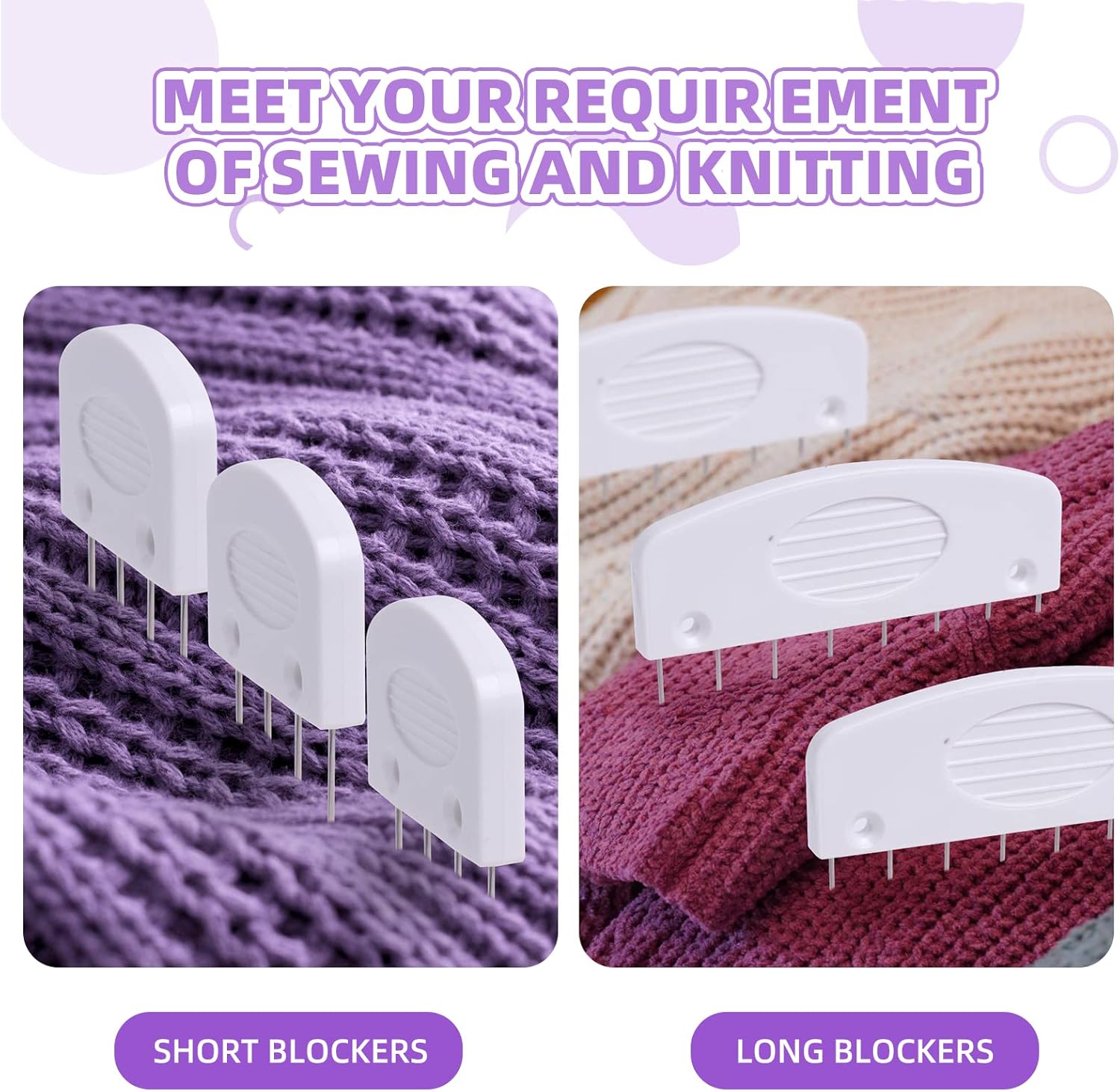 Skiennix Knit Blockers Kit - 20Pcs Blocking Combs & Pins for Knitting, Crochet, Lace Projects