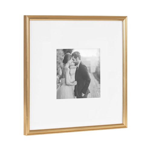 Kate and Laurel Adlynn Square Picture Frame Set of 3; 16 x 16 matted to 8 x 8; Gold; Modern Three-Piece Frame Set for Gallery Wall Frame Set in Living Room Wall Decor