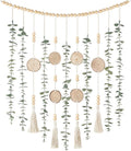 Dahey Hanging Artificial Plant Eucalyptus Wall Decor 31'' Wooden Bead Garland with Fake Greenery Leaves Boho Rustic Farmhouse Wall Art for Living Dining Room Bathroom Bedroom Kitchen Decoration