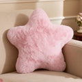 YRXRUS Star Pillows, Light Pink Star Shaped Pillow, Decorative Throw Pillow Gifts, Cute Plush Room Decor, Fluffy Faux Rabbit Fur 14"x14"Pillows for Living Bedroom