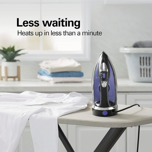 Hamilton Beach Steam Iron - 1200 Watts Garment Steamer with Stainless Steel Soleplate & 8’ Cord | Black (Pack of 2)
