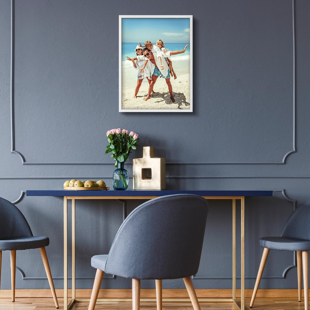 Wall26 Custom Framed Canvas Poster Art - Ready to Hang Home Decor for Living Room & Bedroom | 8"x10" White