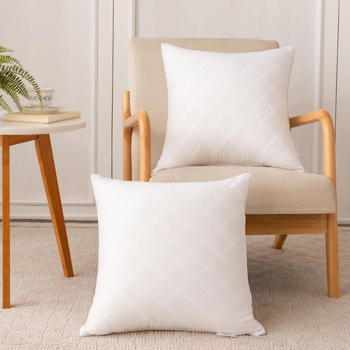 Oubonun 18x18 Inches Pack of 2 Throw Pillows Inserts, White Square Cushion Inner Soft Fluffy Plump Stuffer Pillows Inserts for Sofa Bed Couch