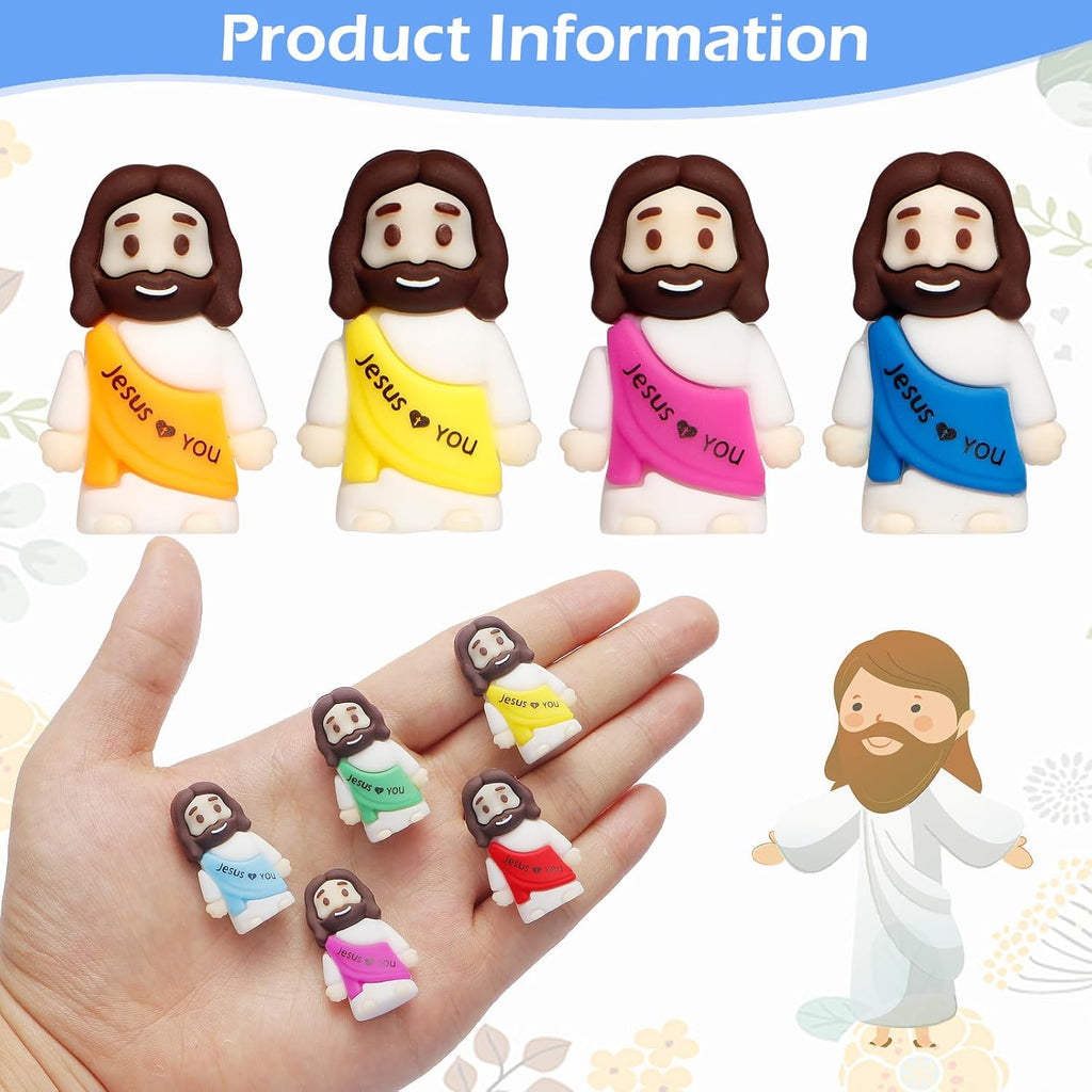 Skiennix 120PCS Mini Jesus Figurines - Colorful Tiny Religious Gifts for Easter Egg Stuffers | Perfect for Christian Women and Moms