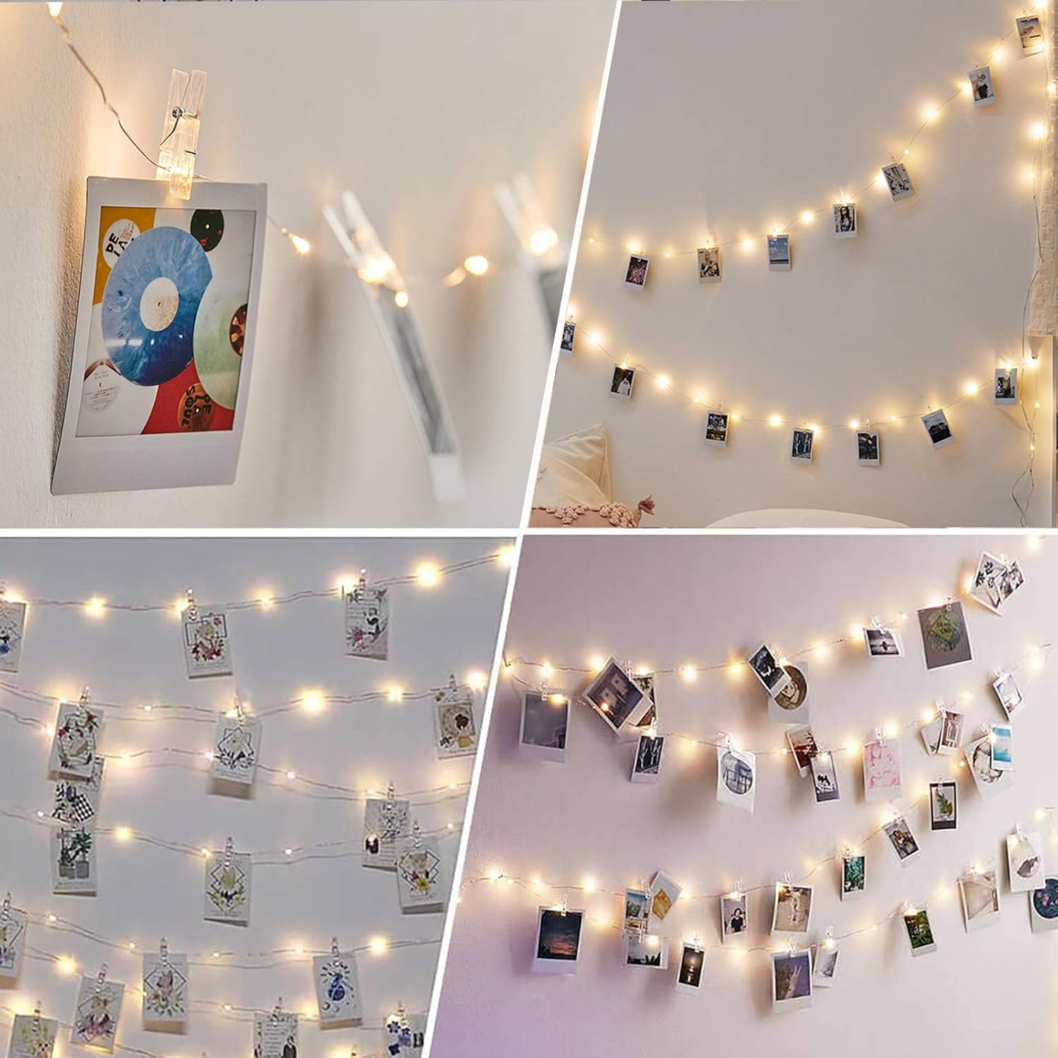 Photo Clip String Light - 32.8Ft 100 LED Fairy Lights with 50 Clear Clips for Dorm & Wedding Décor