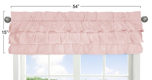 Sweet Jojo Designs Solid Color Blush Pink Shabby Chic Ruffle Window Treatment Valance for Harper Collection