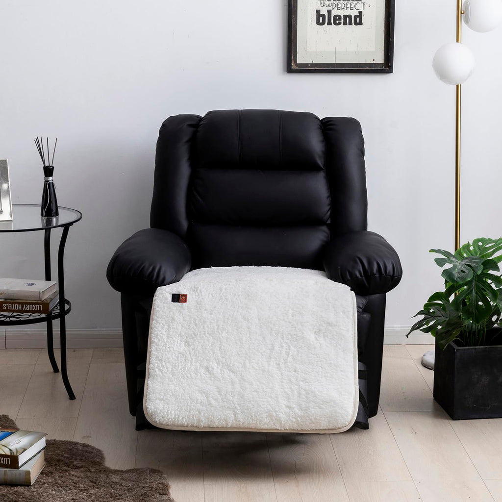 STONECREST Heated Recliner Chair Cover for Seat & Footrest (White Sherpa, 40x23)