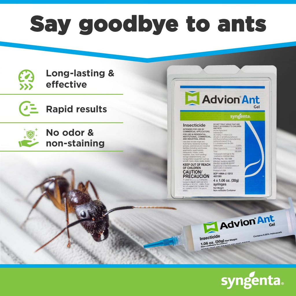 Syngenta Advion Ant Gel - Effective Ant Bait | 4 Tubes, 30 Grams Each for Maximum Control