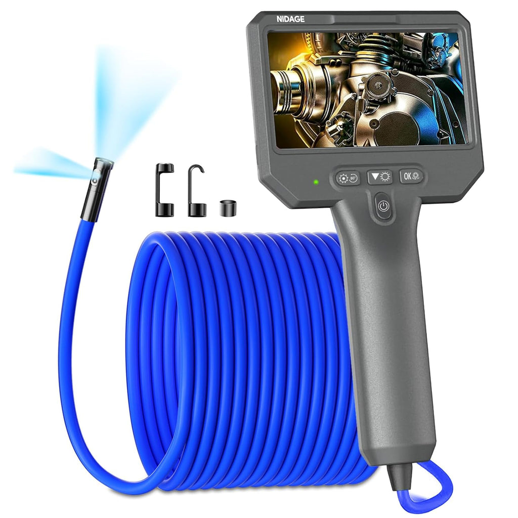 NIDAGE Dual Lens Borescope Inspection Camera - 1920P HD Endoscope with 4.3" Screen & 11.5FT Cable