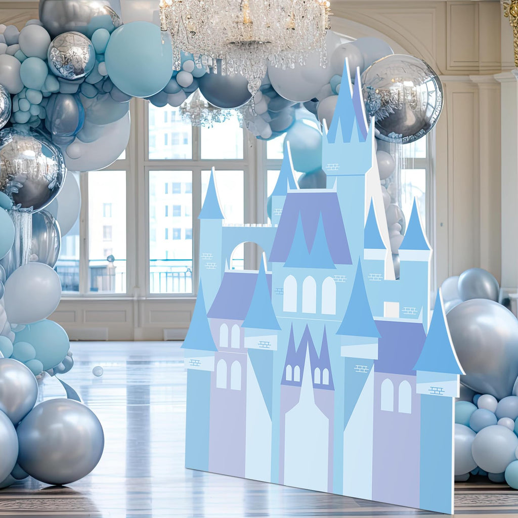 Resurhang 5ft Winter Wonderland Princess Castle Cardboard Large Decor Wonderland Snow Castle Cutout Stand for Princess Girl Snowflake Birthday Party Winter Decor Party Decorations