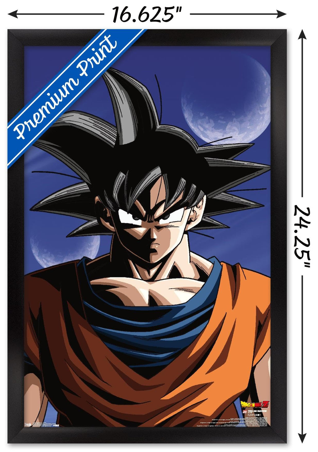 Trends International Dragon Ball Z - Goku Wall Poster, 14.725" x 22.375", Black Framed Version