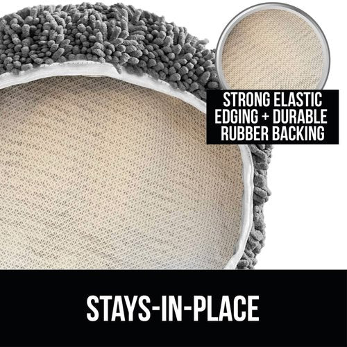 GORILLA GRIP Chenille Bath Rug and Toilet Lid Cover, Both in Gray Color, Bath Rug Size 36x24, Toilet Lid Cover Size 17.5x15, Both Machine Washable, 2 Item Bundle