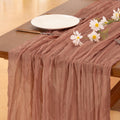 Socomi Cheesecloth Table Runner - Dusty Rose Boho Style | 120 Inch Sheer Decor for Weddings & Events
