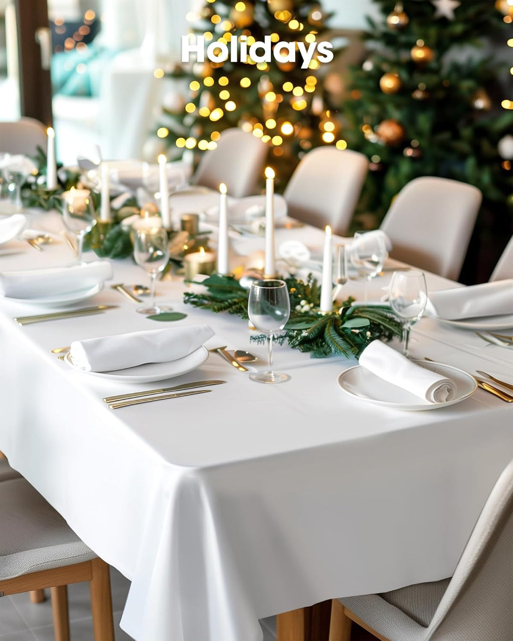 Pureegg Disposable Plastic Tablecloths - 10 Pack, 54 x 132 Inch, Sturdy & Leakproof for Parties, Weddings, Picnics | White