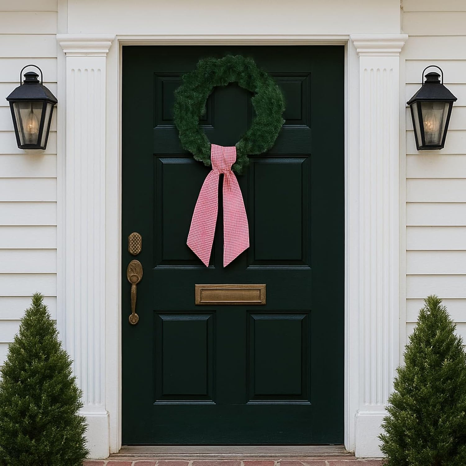 Skiennix Red White Gingham Wreath Sash - 5.12" Wide x 54.33" for Festive Holiday Decor
