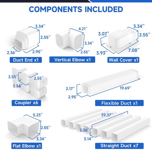 Cestluck Mini-Split AC Line Set Cover: 3" 25.5 Ft Line Hide for Mini Split Central AC HVAC Heating System - Waterproof PVC Outdoor Pipe Cover Split Unit Line Guard Decorative Refrigerant Line Cover