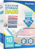 Fygrip Vacuum Storage Bags - Space-Saving Seal Bags with Hand Pump for Clothing & Travel | 10 Small Bags