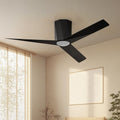Roomratv Black Ceiling Fans with Dimmable Led Lights, 52 Inch Flush Mount Ceiling Fan Remote Control, Quiet DC Reversible Motor for Summer Winter, Low Profile Modern ABS Blades Indoor Use