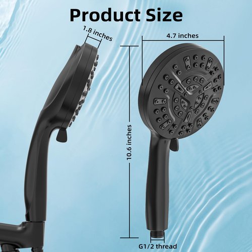 SANISANO High Pressure Filtered Shower Head with Handheld, 9 Spray Modes 4.7" Shower Head, 59" long hose, 10 Layers Filter for Hard Water, Remove Chlorine, Adjustable Bracket, Matte Black