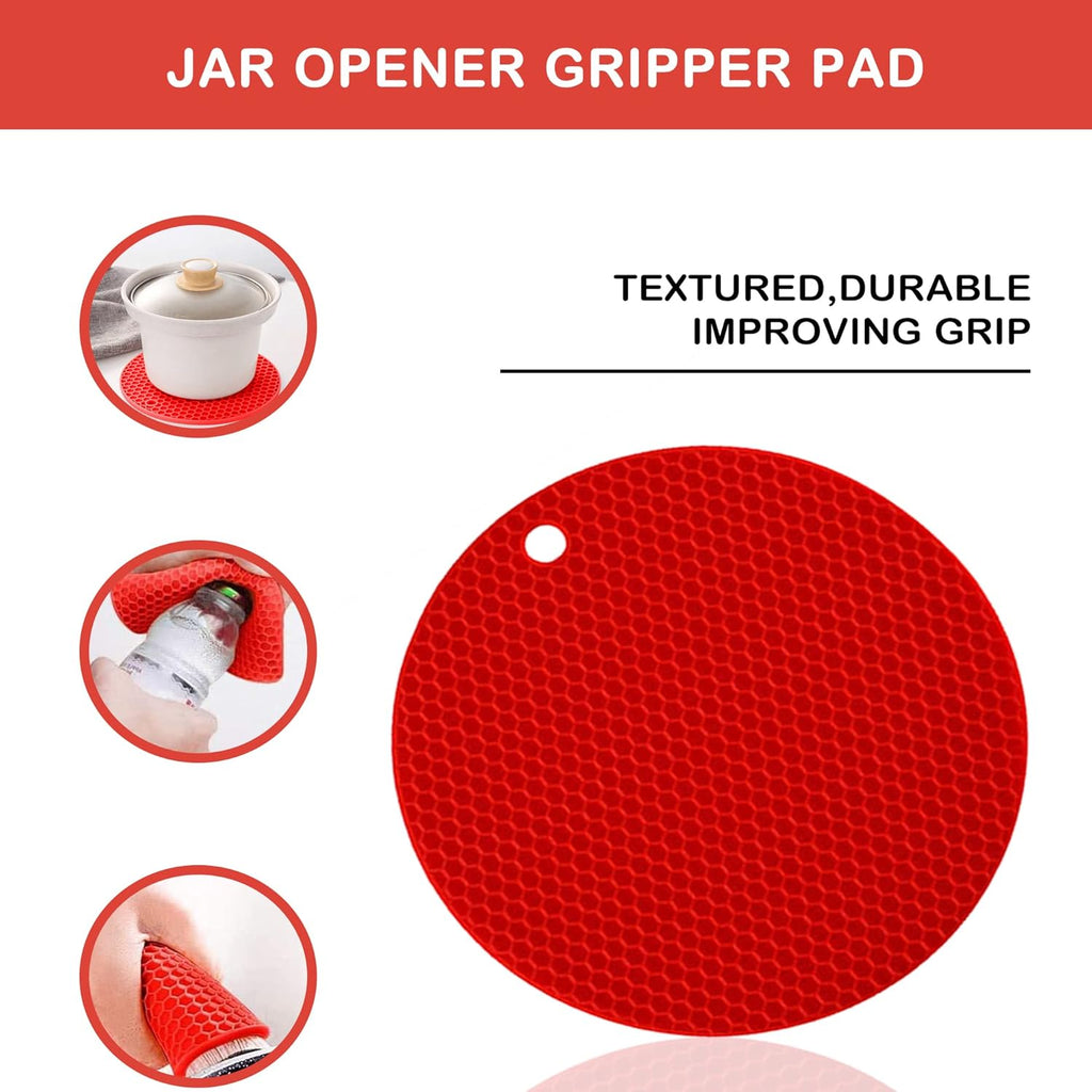 Skiennix Jar Opener - 5-in-1 Multi-Function Tool for Weak Hands & Arthritis | Non-Slip Grip, Red