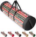 BALEINE Gift Wrapping Paper Organizer - Clear PVC & Durable 600D Oxford Fabric | Holds 18-25 Rolls, Black