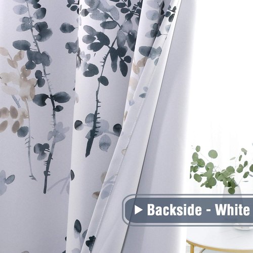 H.VERSAILTEX Blackout Curtains for Living Room Darkening Thermal Insulated Panels 84 Inch Long Light Blocking Grommet Curtains/Drapes, 2 Panels, Vintage Classical Floral Printing Bluestone and Taupe