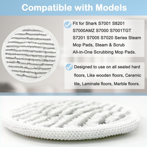16 Pack S7001 Pads Replacement Steam Mop Pads for Shark S7001 S8201 S7201 S7000AMZ S8001 S7000 S7005 S7020 Series Steam Mop Pads,Steam & Scrub All-in-One Scrubbing Mop Pads,Compare Part #:XKITP7000