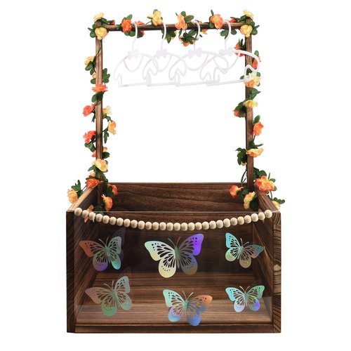 PIIOSER Baby Shower Crate Closet, Multifunctional Wooden & Acrylic Visible Baby Storage Box with Handle, Newborn Welcome Baby Toy Baskets for Boys Girls, Pregnancy Gifts for New Moms (Brown)