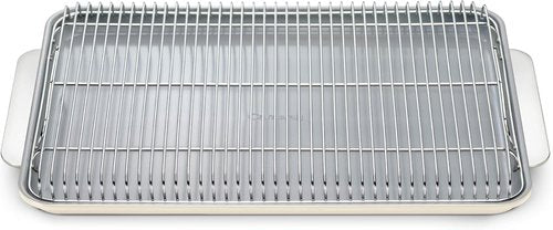 Caraway Non-Stick Ceramic Baking Sheet & Cooling Rack | Non-Toxic, PTFE & PFOA Free - Large (18" x 13") - Cream