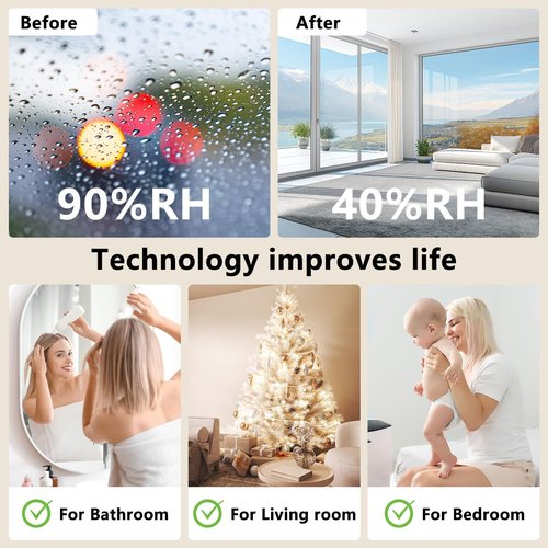 Dehumidifier 58OZ 1657ML Small Dehumidifier for Home Safety Dehumidification 5 Timers 3 Setting Modes Auto Shut Off Protection Adjustable 10 Color Lights Low Noise For Bedroom Bathroom 230 Ft²