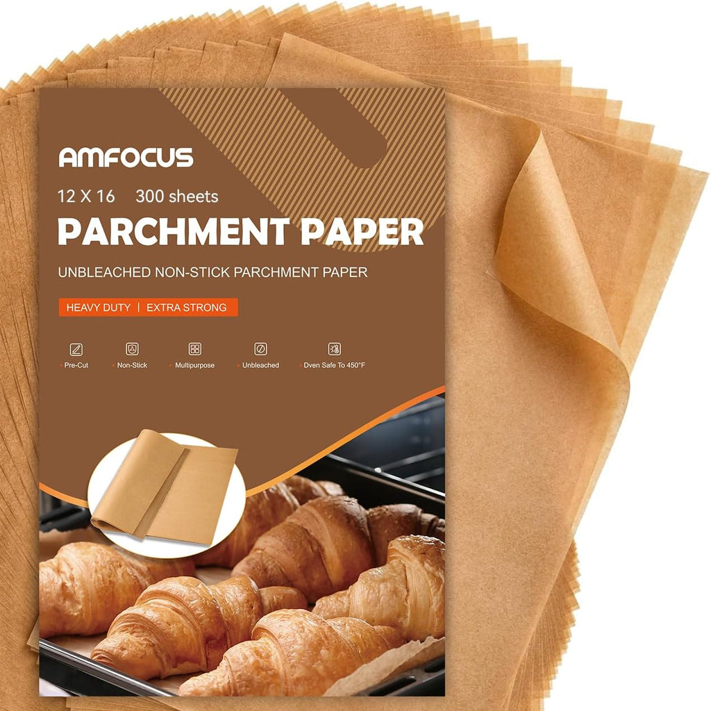 Skiennix Parchment Paper Sheets - 300 Non-Stick Baking Liners, 12x16 Inches for Oven & Air Fryer