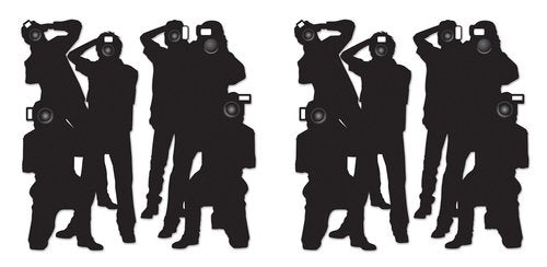 Beistle Paparazzi Cutouts – 4-Count Thin Printed Clear Plastic Hollywood Photographer Wall Backdrop Decorations for Awards Night Parties Celebrity Photo Props and VIP Event Décor, 5'3"