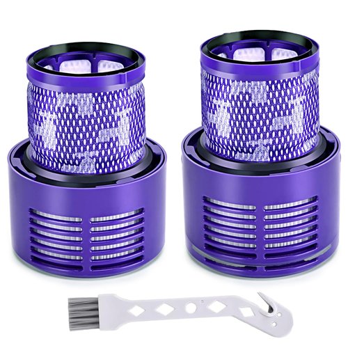 V10 Vacuum Filter Replacement for Dyson V10 Cyclone Series, V10 Animal, V10 Absolute, V10 Total Clean, SV12, Part No. 969082-01 (2 Pack Filters and 1 Cleaning Brush)