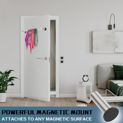 ULIBERMAGNET Magnetic Towel Holder,1 Set Magnetic Towel Rail Silver with Adjustable Length, Non-Slip Stainless Steel Towel Rail for Refrigerator, Oven, Dishwasher, Cabinet, Laundry