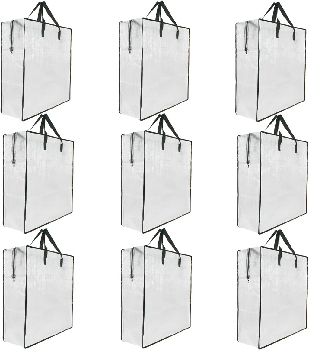 Skiennix Clear Storage Bags - 9 Pack Zippered Organizers for Blankets, Clothes & Bedding | Ideal for Moving & Underbed Storage