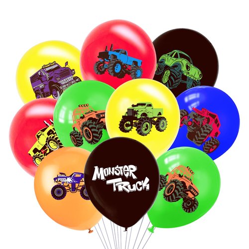 36 PCS Monster Truck Balloons Party Decorations, 12 Inch Colorful Monster Truck Theme Latex Balloon Bouquet for Kids Girls Boys Baby Shower for Birthday Party Supplies Decoration
