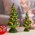 Taman Ceramic Christmas Tree | Light Up Tabletop Decoration Set of 2 - 10” & 7.5” with Warm Lights