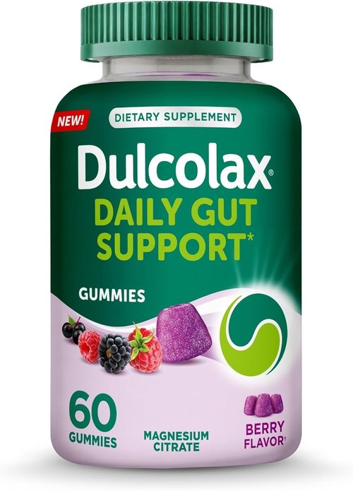 Dulcolax Daily Gut Support Gummies - Stimulant-Free Magnesium Formula, Berry Flavor | 60 Count