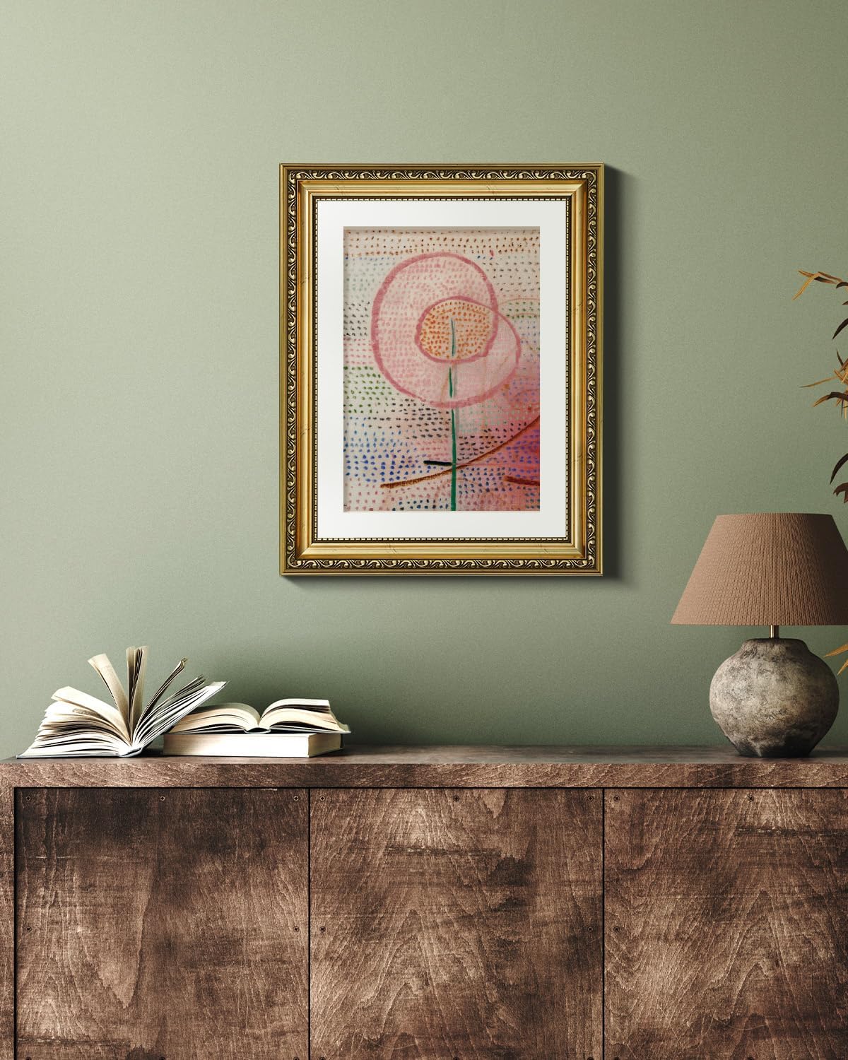 VIYYIEA Gold Framed Canvas Print - Vintage Abstract Flower Wall Art for Home Decor | 11x14in Multicolor