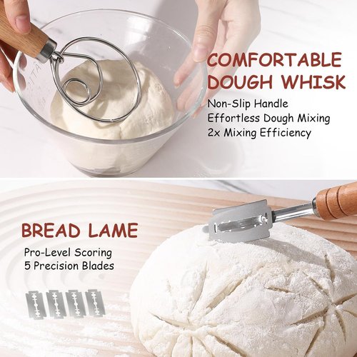 KOACKL Sourdough Bread Starter Kit - Banneton Proofing Basket for Perfectly Rising Dough | Round & Oval Options