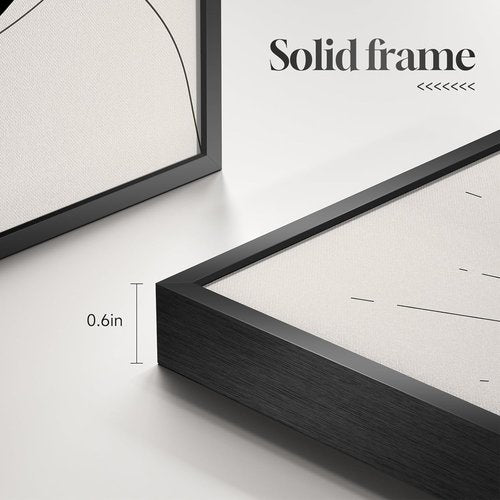 Framed Boho Black and White Abstract Wall Art - Set of 6 Modern Canvas Prints for Home Decor | 11x14 Inch