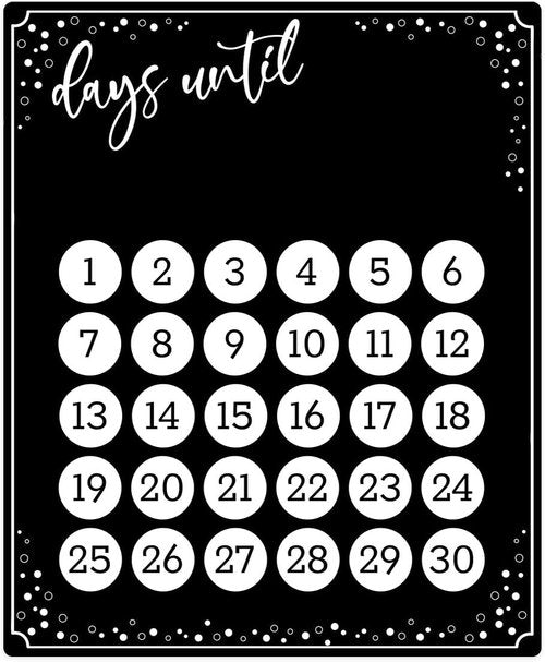 Event Countdown Board - 10" x 12" Black Dry Erase Calendar | USA-Made Countdown Sign for Photos