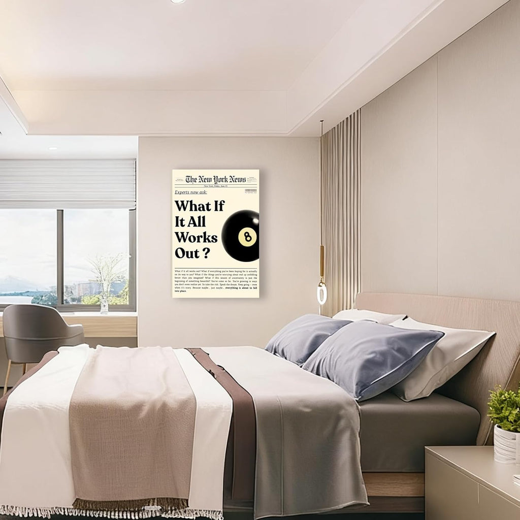 **What If It All Works Out | Black Canvas Wall Art - Inspirational Quotes for Home Decor | 12x18 in**