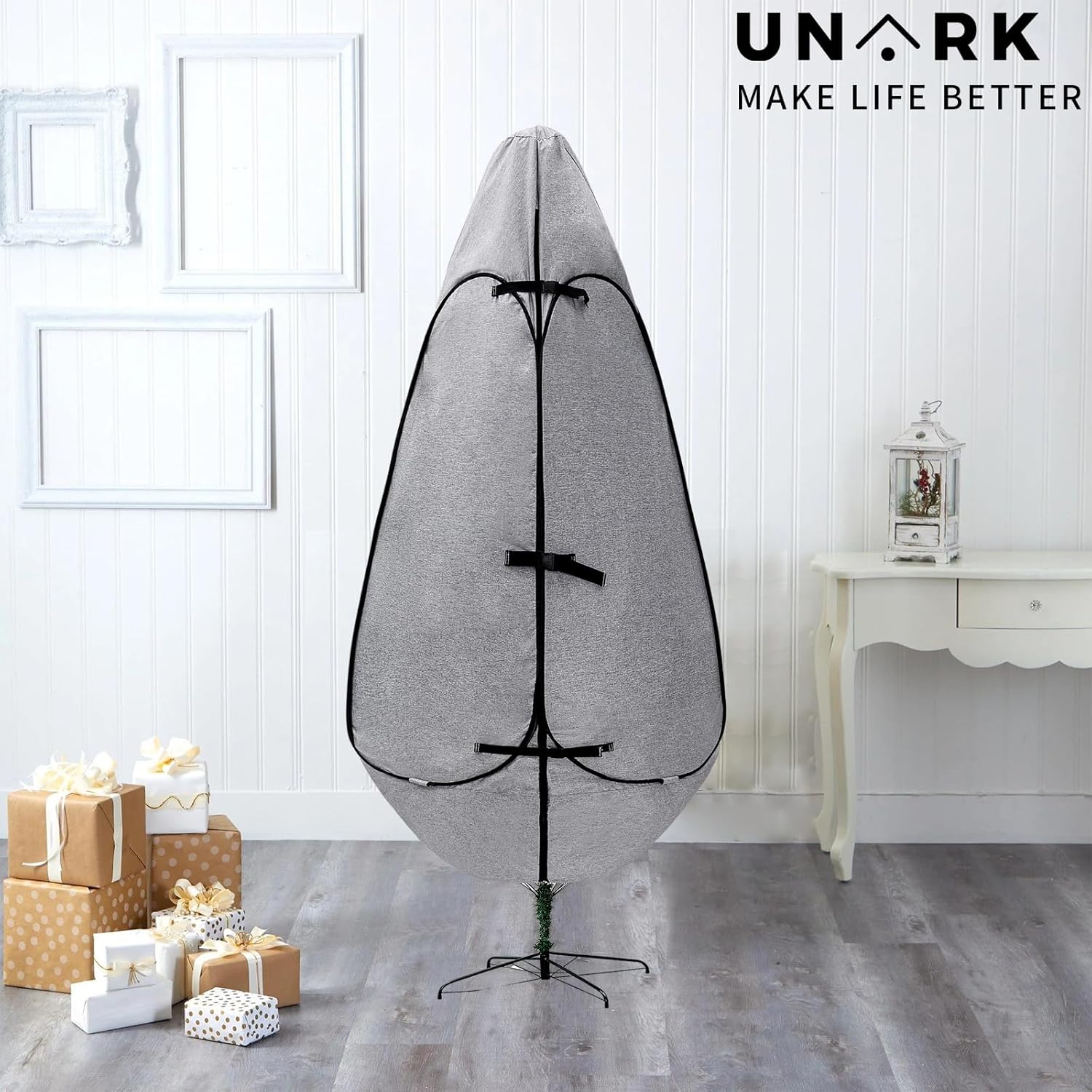 Upright Christmas Tree Storage Bag - Durable Cover for 6.5 Ft to 7.5 Ft Trees | Gray