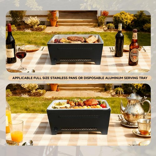 WIGEROC Chafing Racks for Foil Pans,Windproof Food Racks for Party Buffet with Chafing Fuel Drawer,Foldable Food Warmer Rack for Weddings,Camping and Parties 2PCS