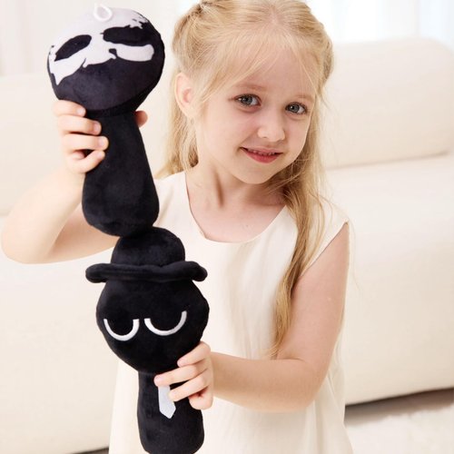 WMP® Sprun Plush, Sprun Game Plush Toys, 2PCS Plush Toys, Horror Games Plushies Toy for Fans, Soft Stuffed Animal Pillow Figure Doll Christmas Birthday Gifts for Adult Kids (9" Black +Black)