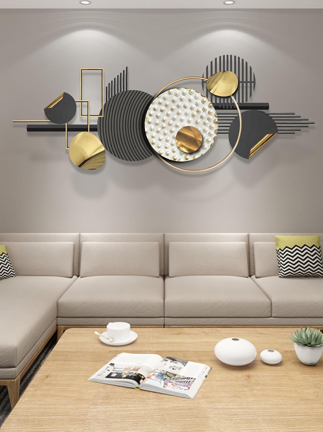 Regine Switzerland Minimalist Abstract Geometric Wall Art - Large 59x20 Inch Framed Decor for Home & Office